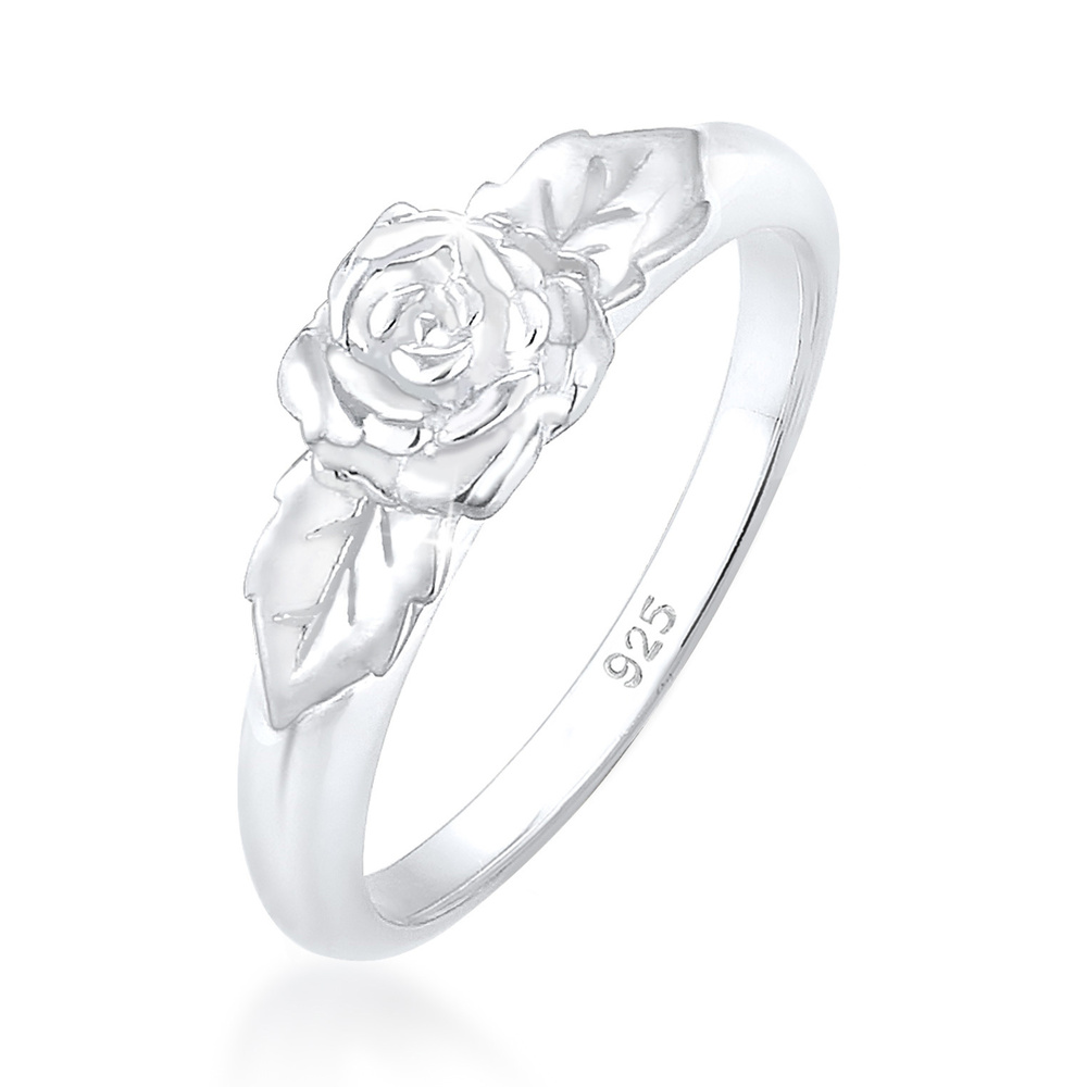 Elli Elli Bague Femmes Bande Roses Symbole Floral Vintage Look en Argent Sterling 925 Bague