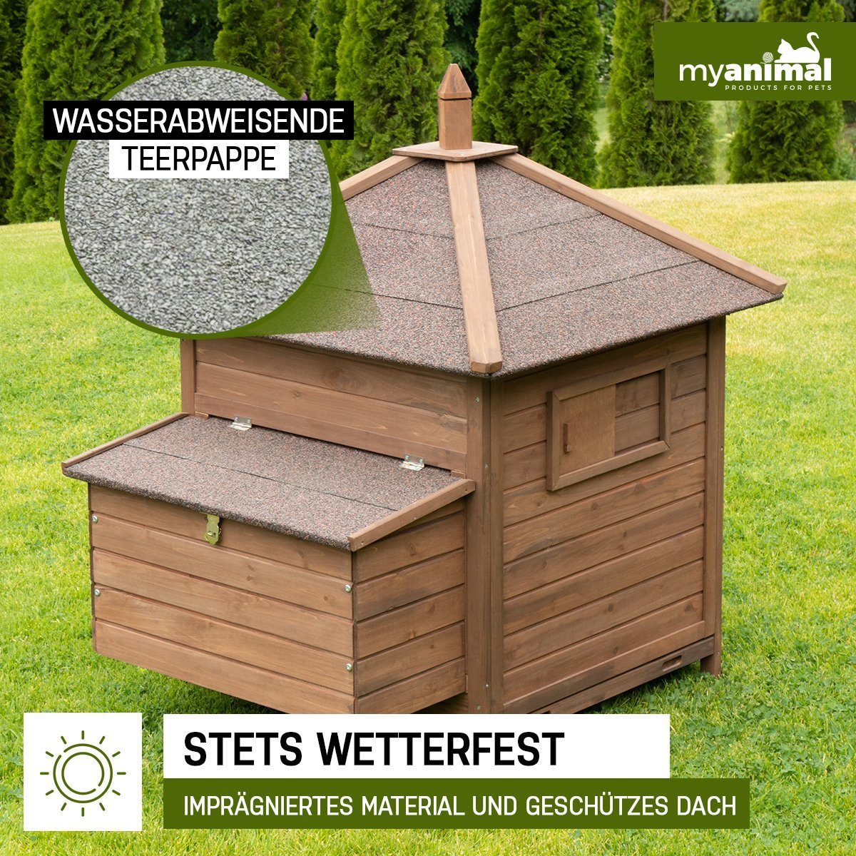 My Animal Hühnerstall Hühnerhaus MH-11 für 3-4 Hühner - Winterfest, Hühnerhaus Hühner Käfig Gehege Geflügelstall - Nistkasten