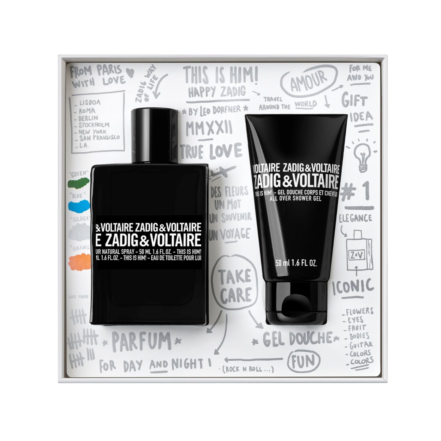 Zadig & Voltaire This is Him! Coffret Eau de Toilette 50 ml + Gel Douche 50 ml
