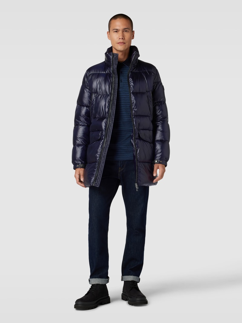 Steppjacke mit Kapuze Modell 'Castor' in marineblau