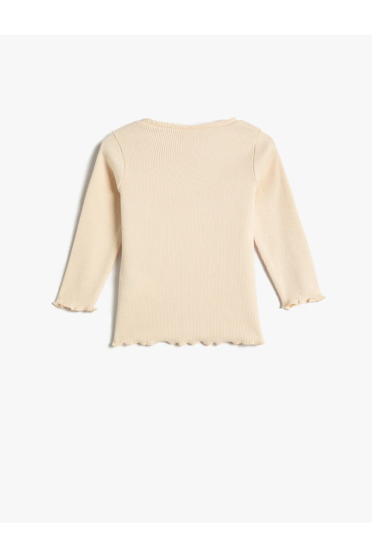 Koton  Basic-T-Shirt aus strukturierter Baumwolle mit langen Ärmeln und Rundhalsausschnitt