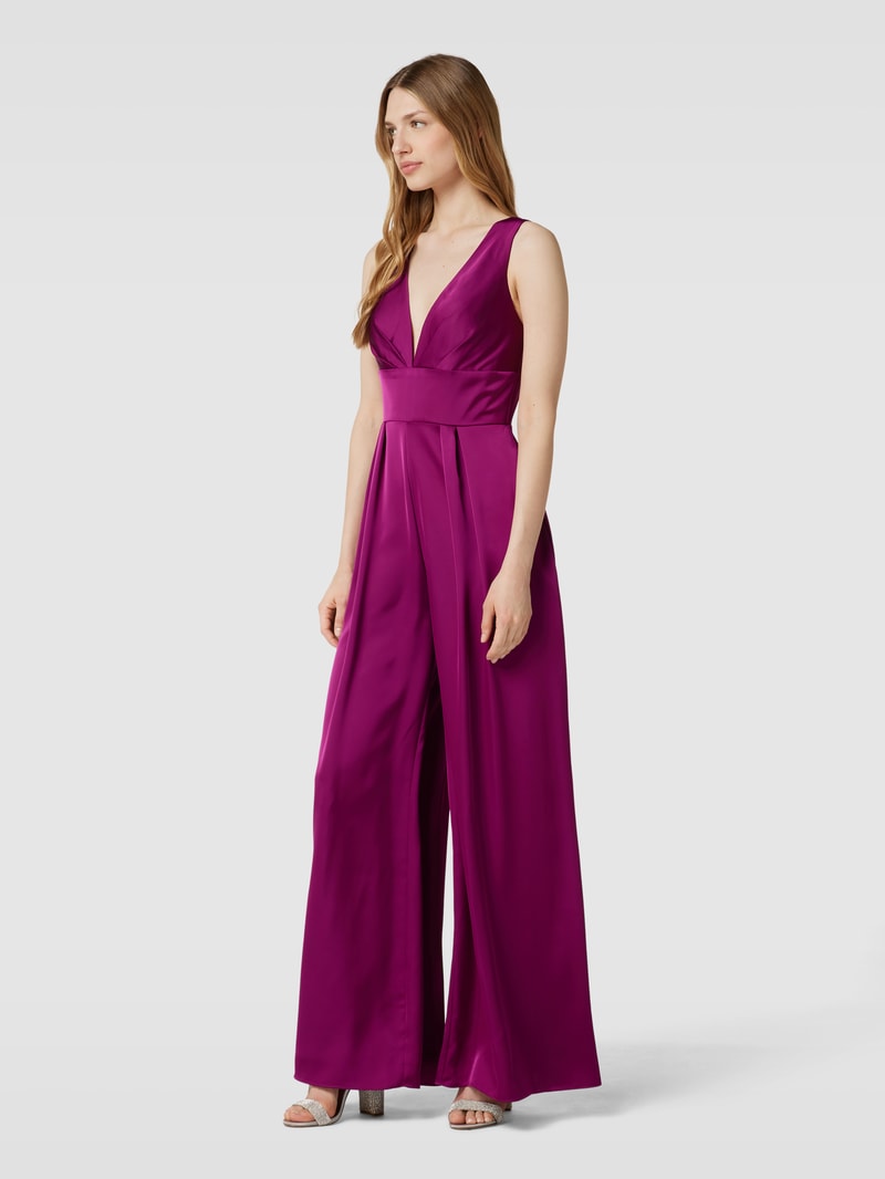 Jumpsuit mit V-Ausschnitt in fuchsia