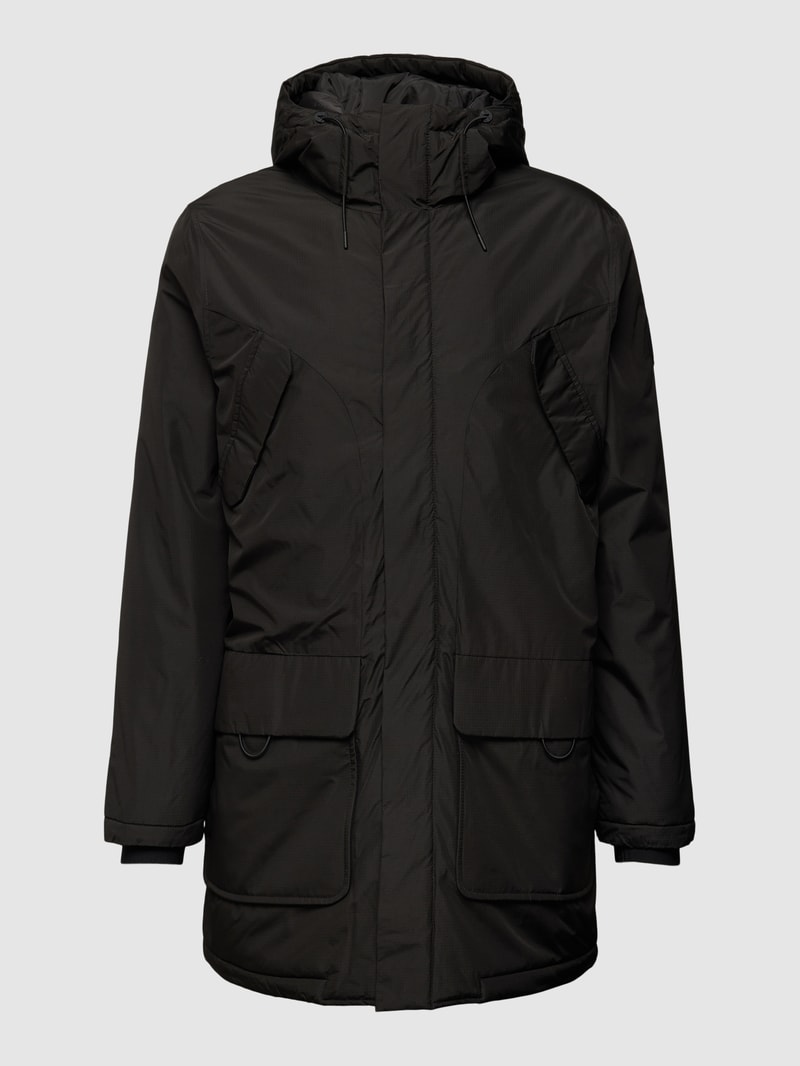 Mantel mit Label-Patch Modell 'HECTOR' in schwarz