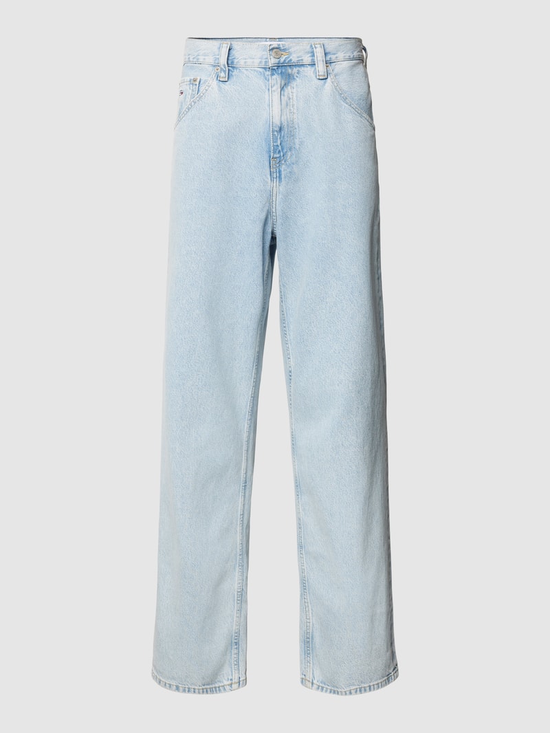 Jeans mit Label-Details in hellblau
