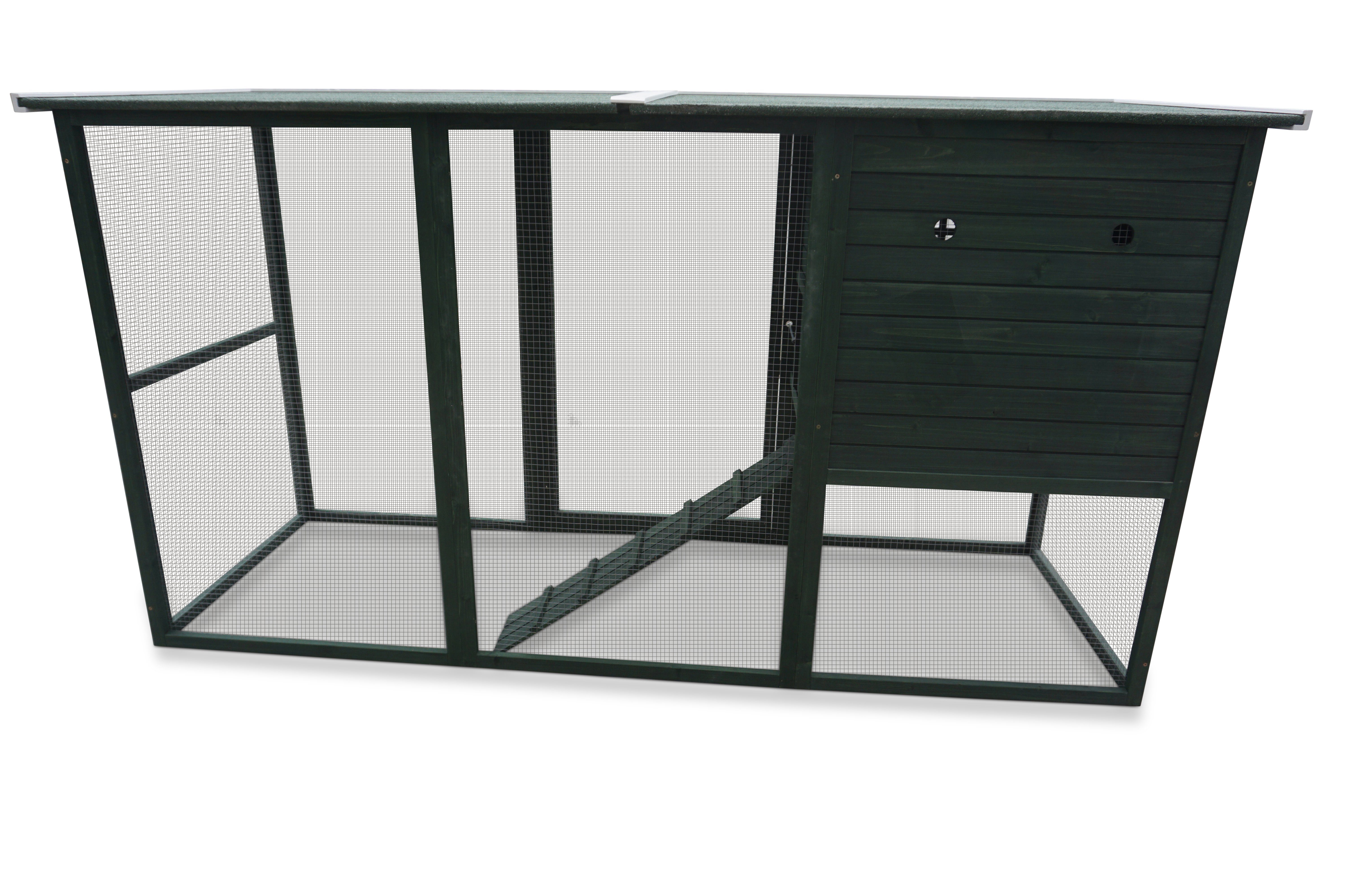 ELMATO Kleintierstall Elmato 11015 Hasenstall XL Käfig mit Freilauf grün, 233x85x127cm