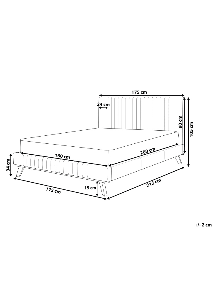 Beliani Doppelbett TALENCE in Grau/Heller Holzfarbton - (W) 175 x (H) 105 x (L) 215 cm günstig kaufen onesize