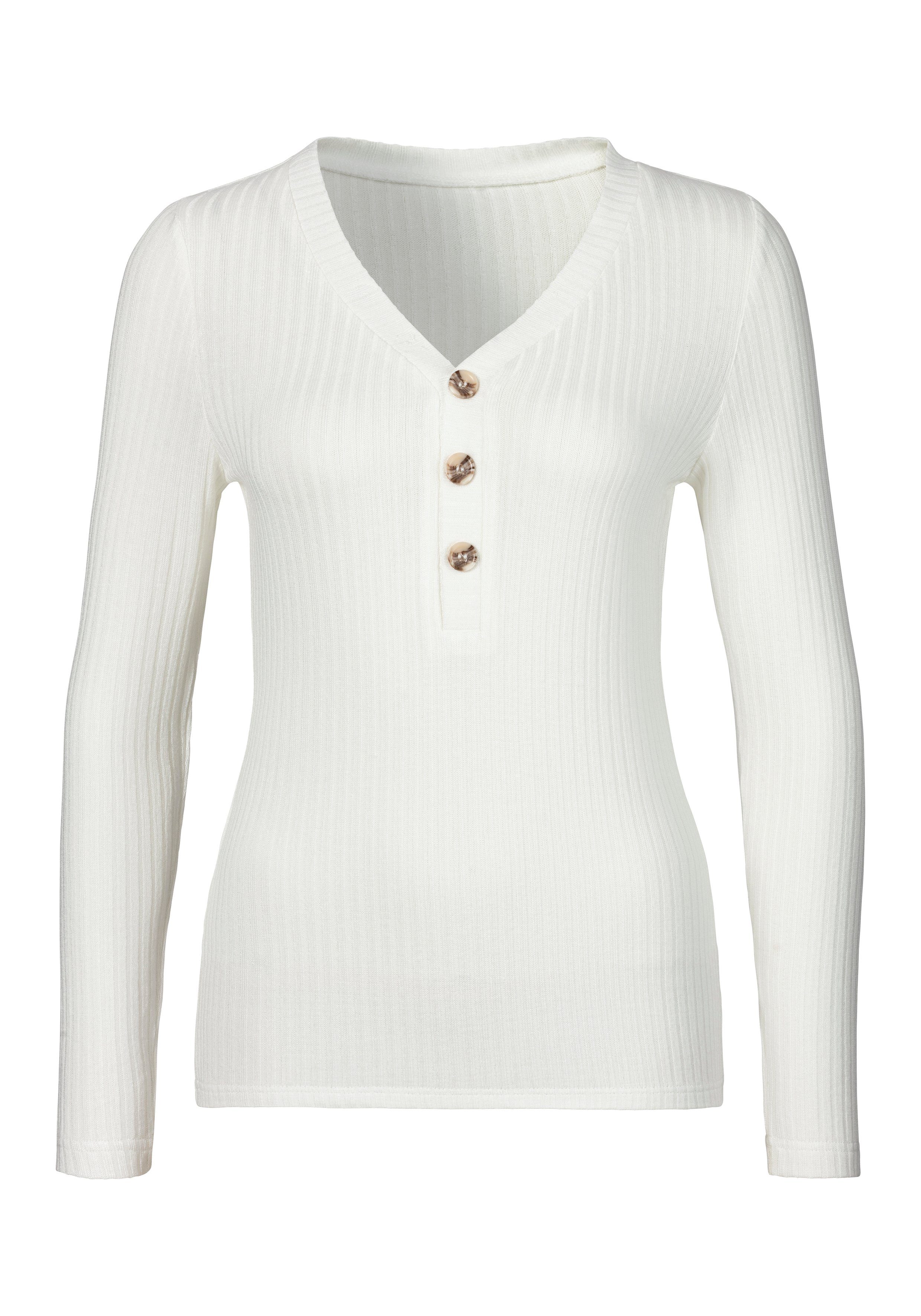 LASCANA Langarmshirt aus modischer Rippware