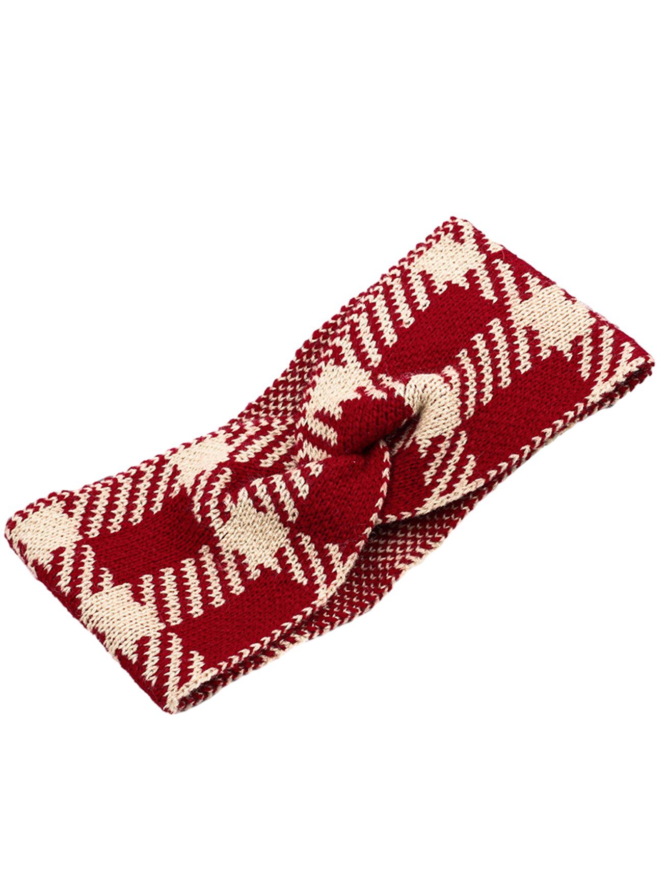 HOHEA H Haarband Winter-Stirnbänder für Damen, rote Stirnbänder, Sport-Stirnbänder, 1-tlg., Gestricktes Stirnband für Mädchen, Ohrenwärmer, weich, Zopfmuster-Stirnband mit Schleife für Damen