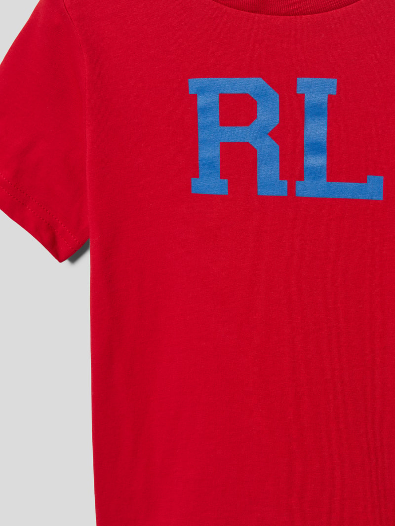 T-Shirt mit Label-Print in rot