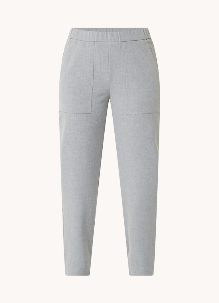 Pantaloni OPUS Myha din flanel, talie medie, croială mulată.