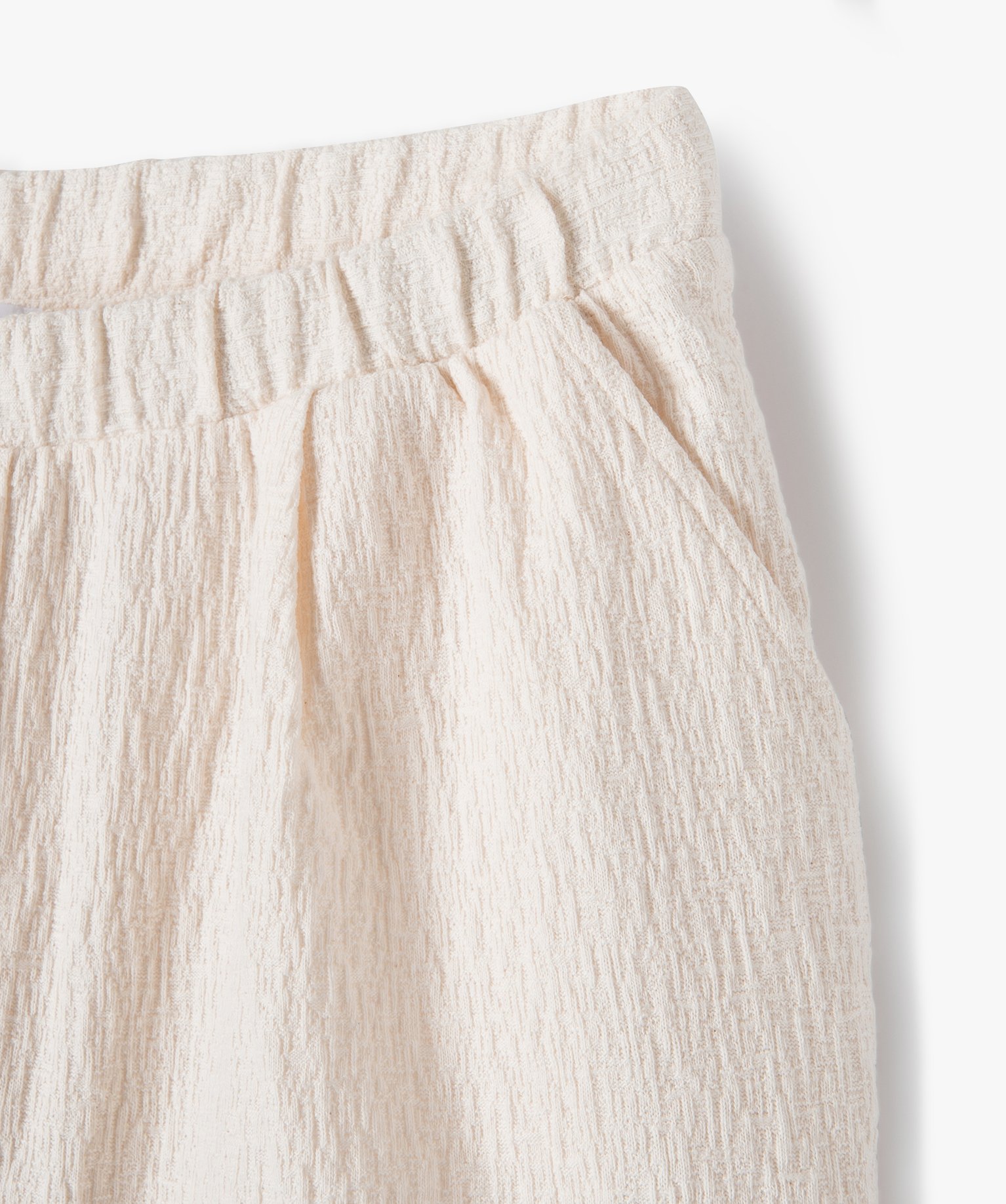 Short ample en maille texturée fille ecru | GEMO