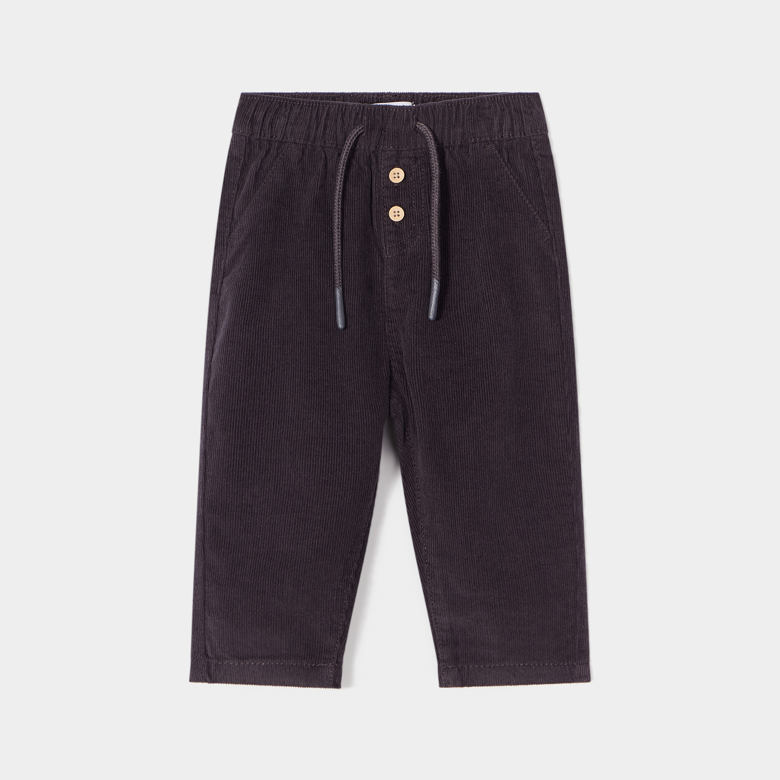 Pantalon velours 2 poches côtelé coton gris foncé bébé garçon | La Halle