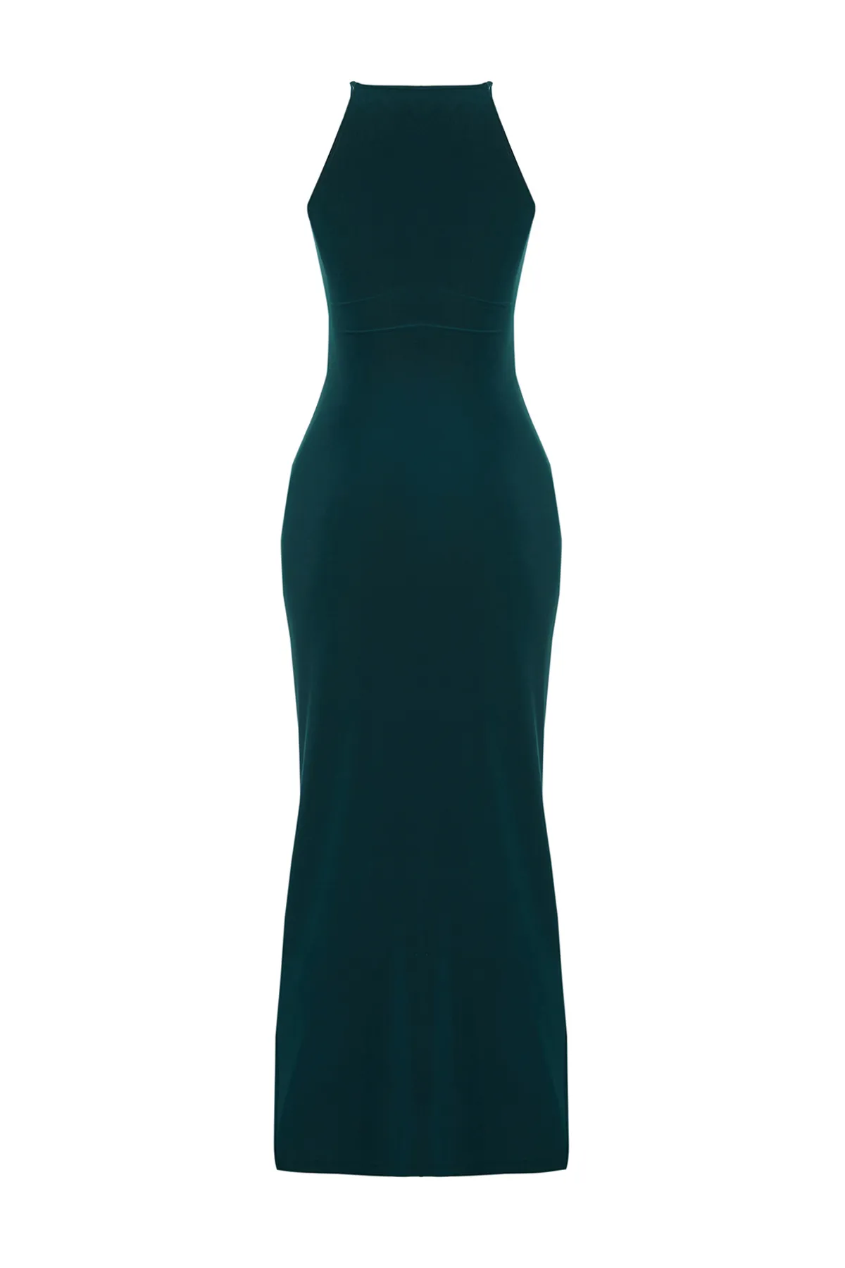 Trendyol Collection  Smaragdgrünes, eng anliegendes, flexibles Neckholder-Bleistiftkleid mit drapiertem Schnitt in limitierter Auflage TWOSS24EL00557