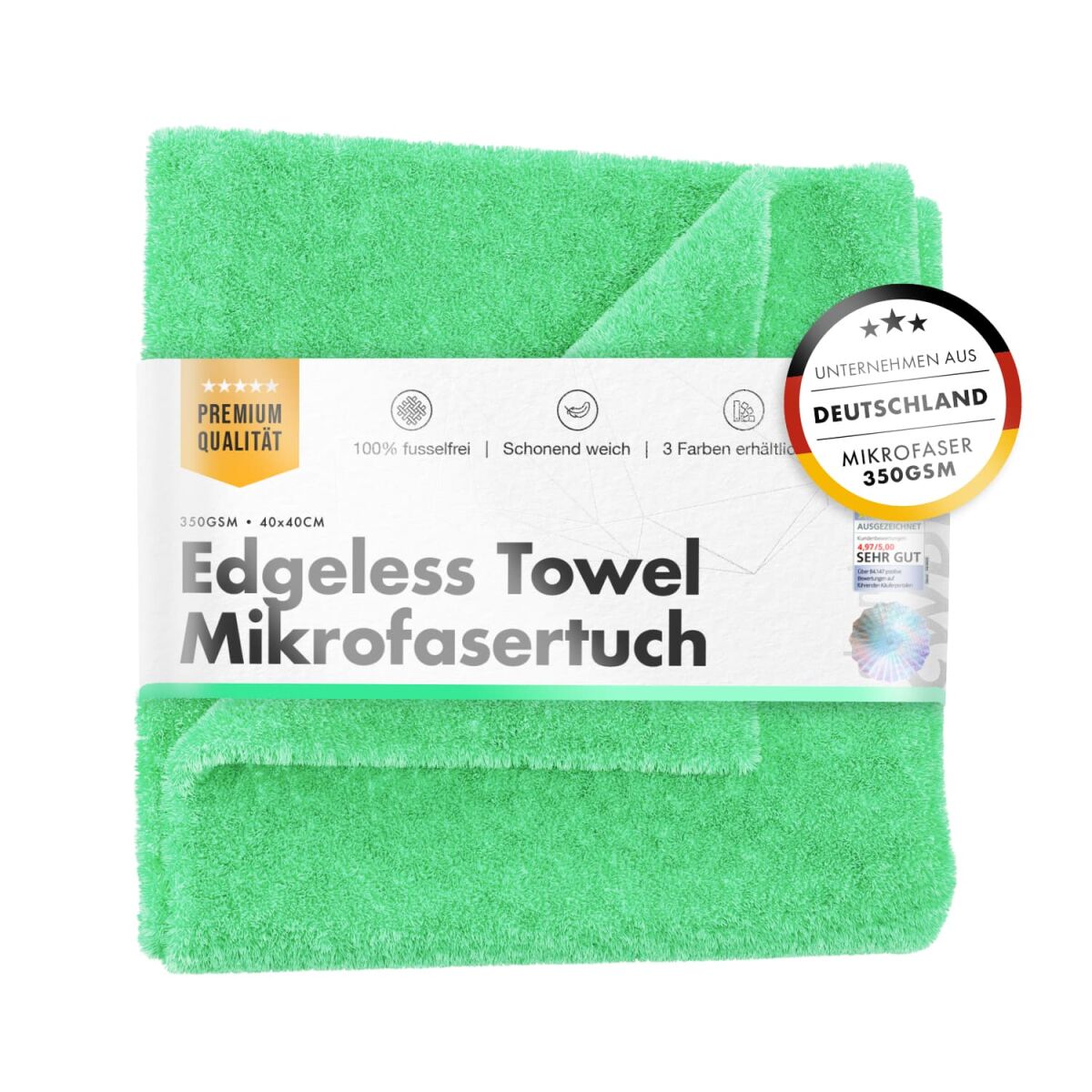 chemicalworkz Edgeless Towel 350GSM Hellgrün Poliertuch 40×40cm