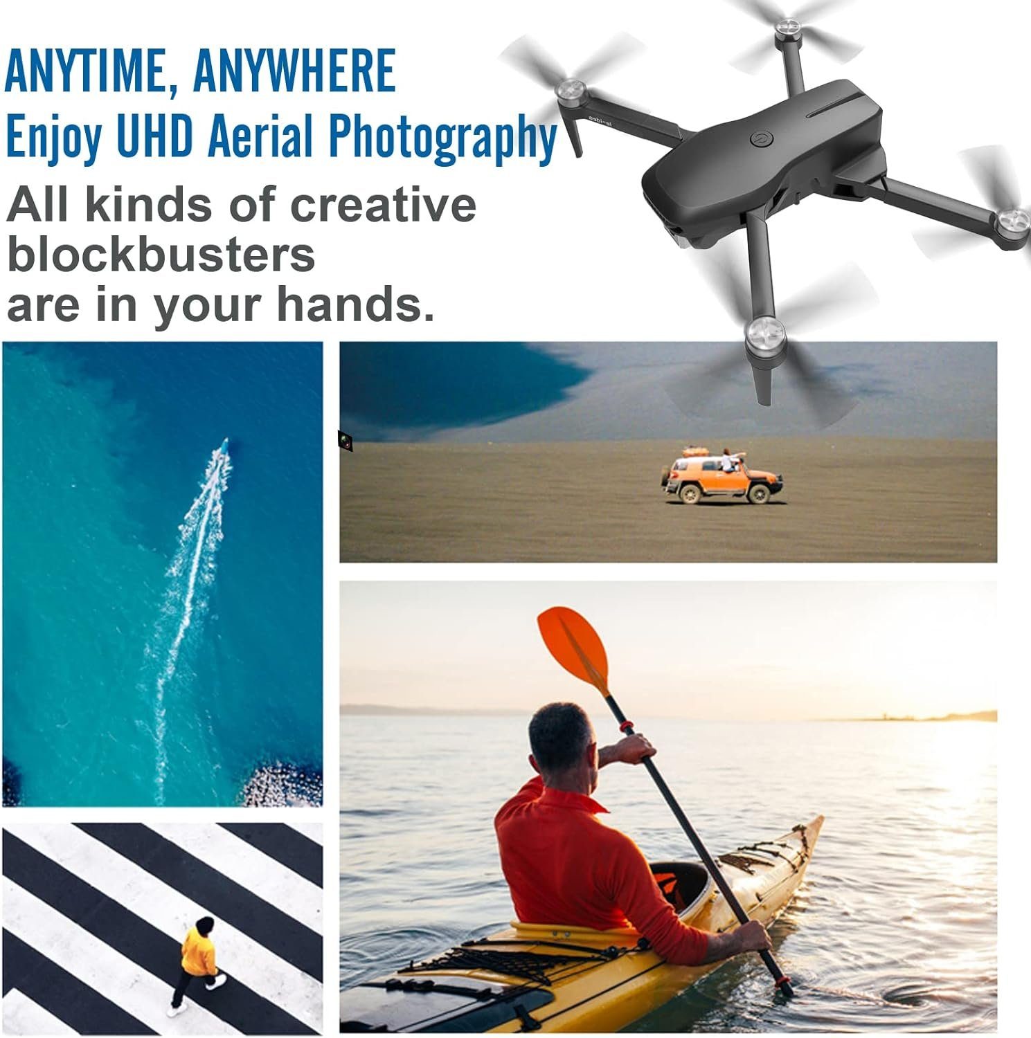 le-idea Drohne mit Kamera RC FPV Drone mit GPS Drohne (1080P, 5 GHz WIFI Quadrocopter mit bürstenlosem Motor und Headless-Folgemodus)