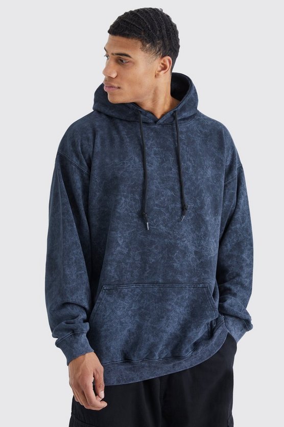 Oversize Hoodie mit Acid-Waschung und Print