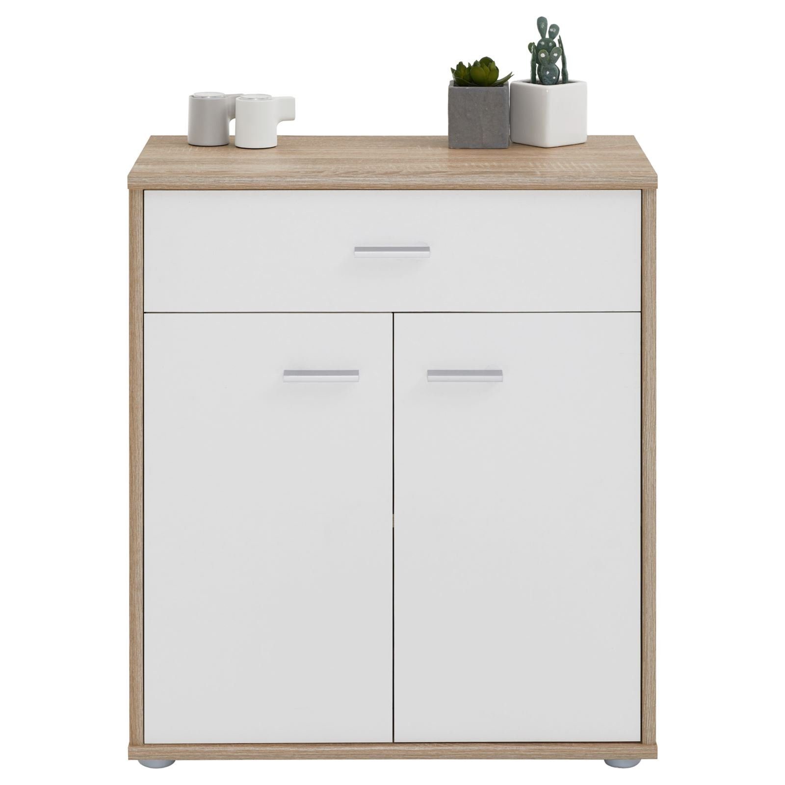 CARO-Möbel Highboard TOMMY, Kommode Sideboard Schrank Anrichte Sonoma Eiche / weiß mit Schublade D