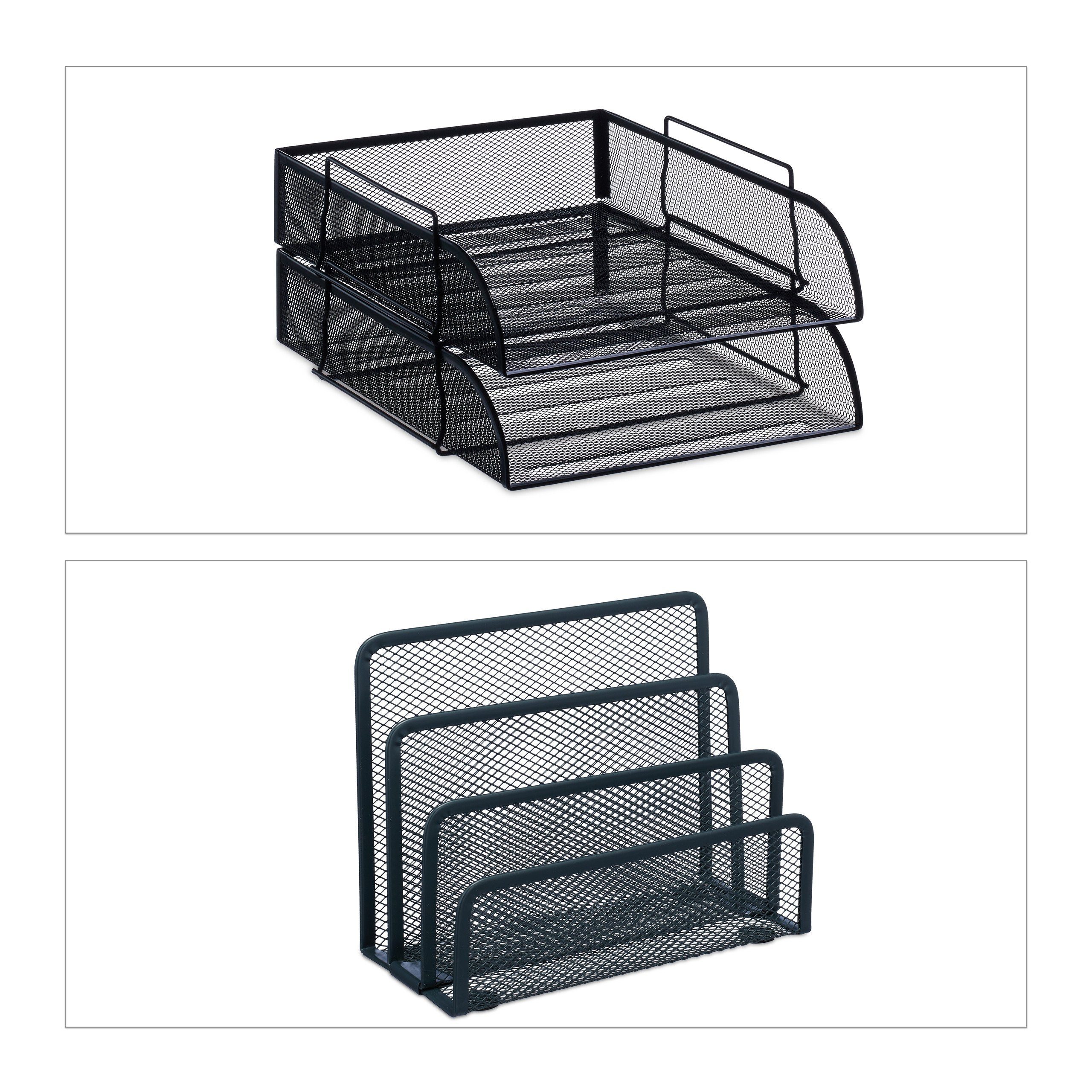relaxdays Schreibtischaufsatz 7-teiliges Schreibtisch Organizer Set