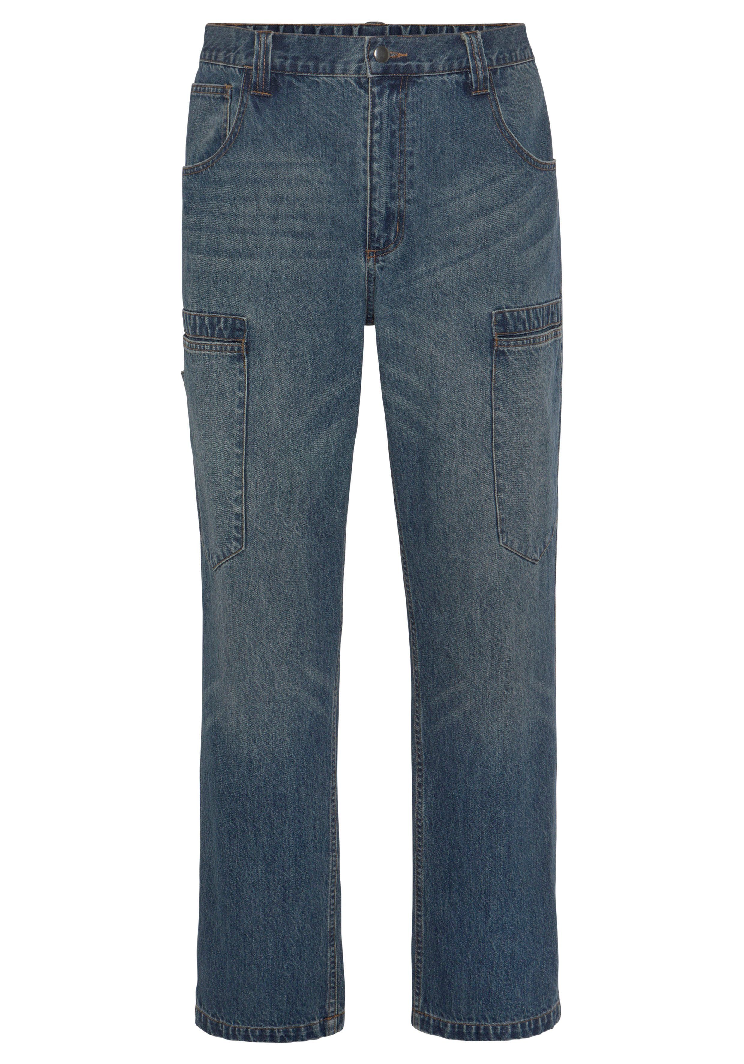 Northern Country Arbeitshose Cargo Jeans (aus 100% Baumwolle, robuster Jeansstoff, comfort fit) mit dehnbarem Bund, mit 6 praktischen Taschen