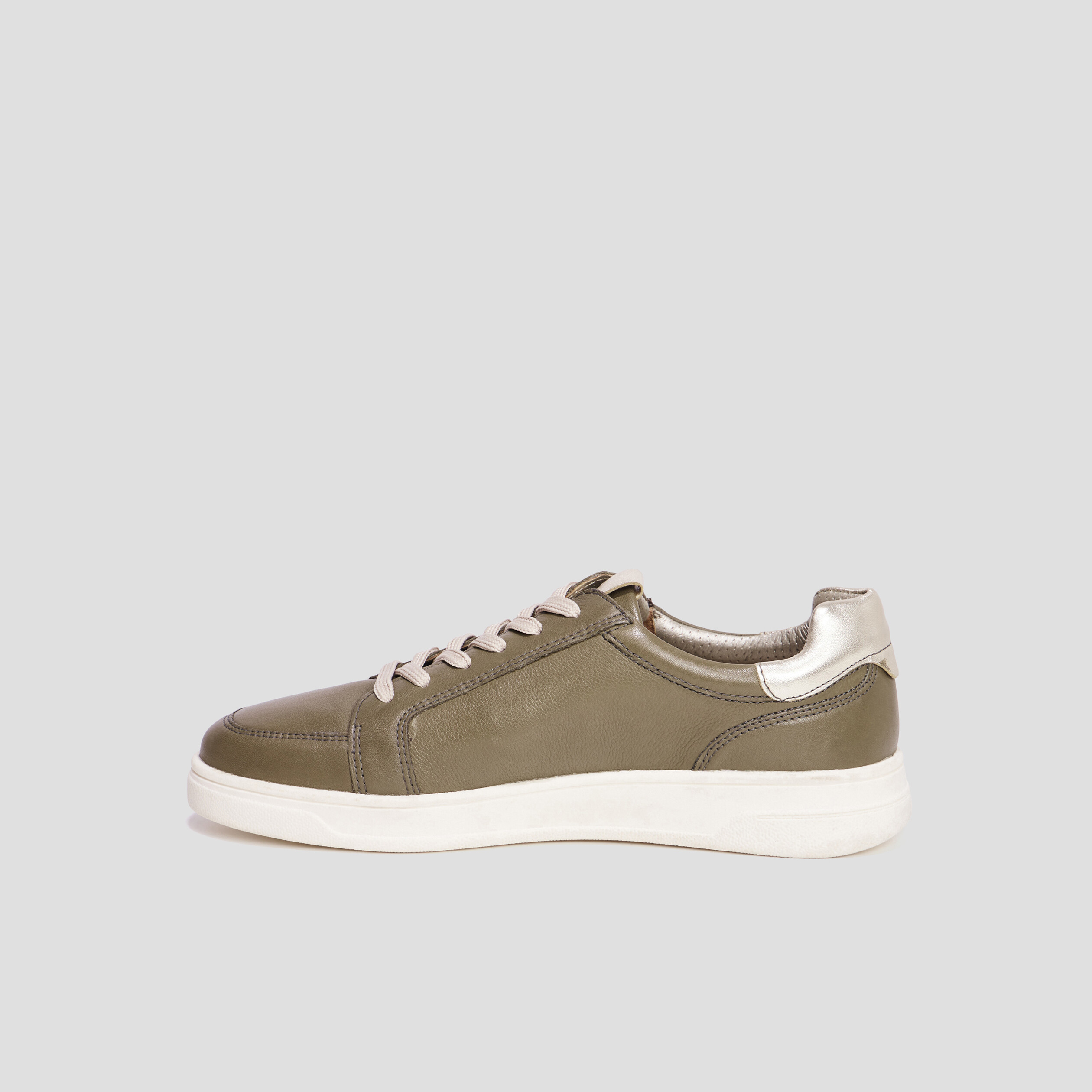 Derbies en cuir pied large Confortissimo vert kaki femme | La Halle