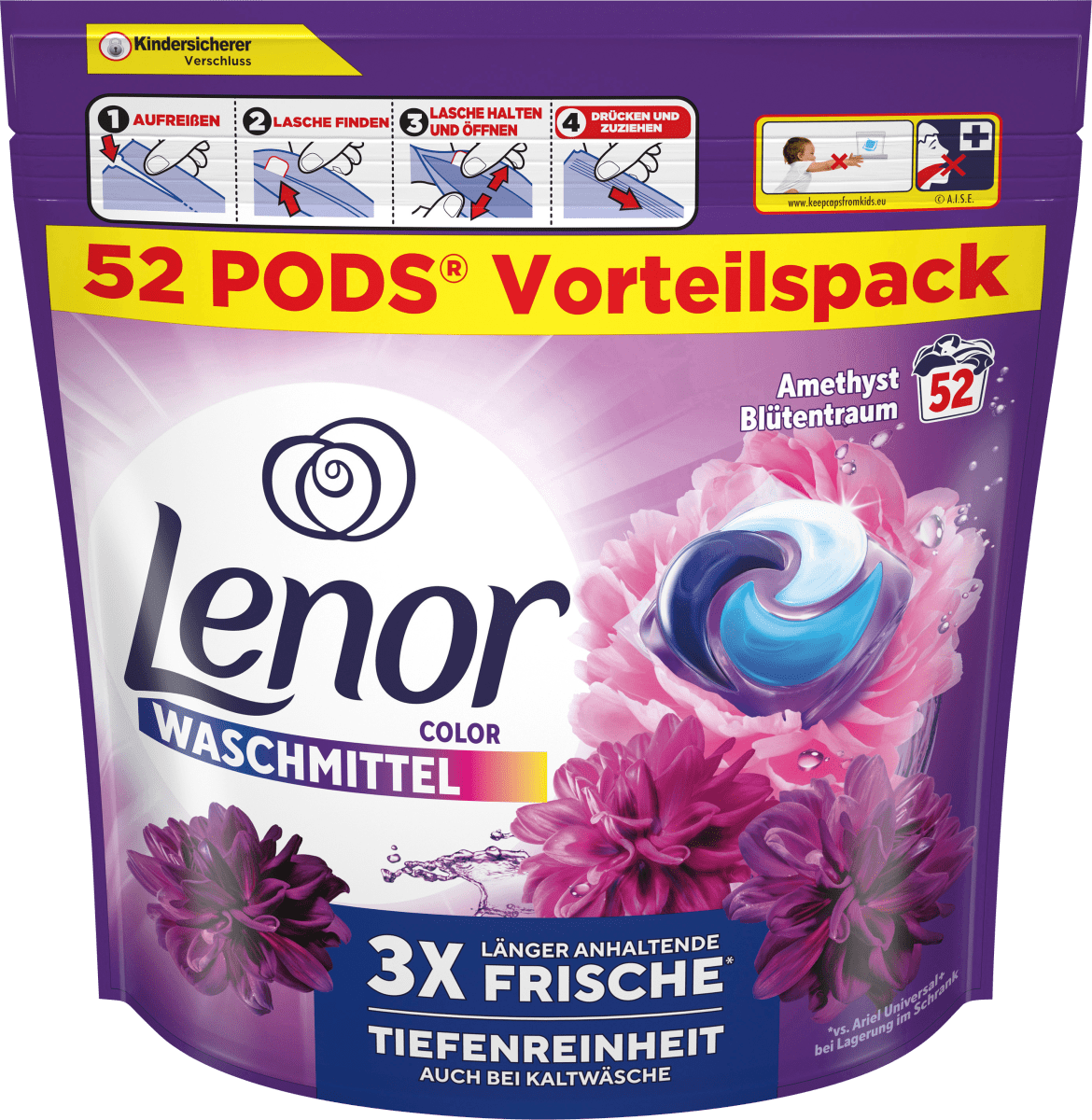 Colorwaschmittel Pods Amethyst Blütentraum (2x52 Pods), 104 Wl