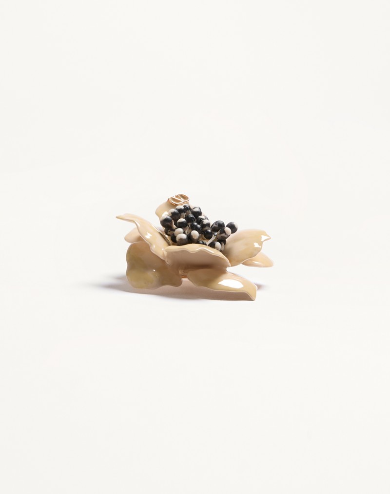 Fleur Lumineuse-broche i metal, emalje og stof