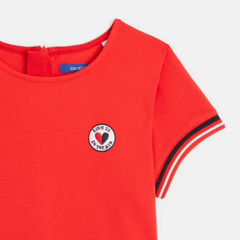 Robe patineuse en jersey milano rouge fille