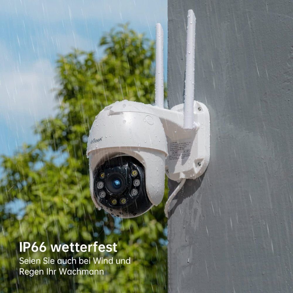 ieGeek Überwachungskamera 1080P FHD Aussen WLAN IP, Auto-Tracking Kamera Überwachungskamera (AuBenbereich, Outdoor, 3-Meter-Stromkabel, Multi-User und Geräte,Datenschutz Beschützen,Kompatibel mit Android/IOS,4x Zoom, Automatische Verfolgung,Farbnacht