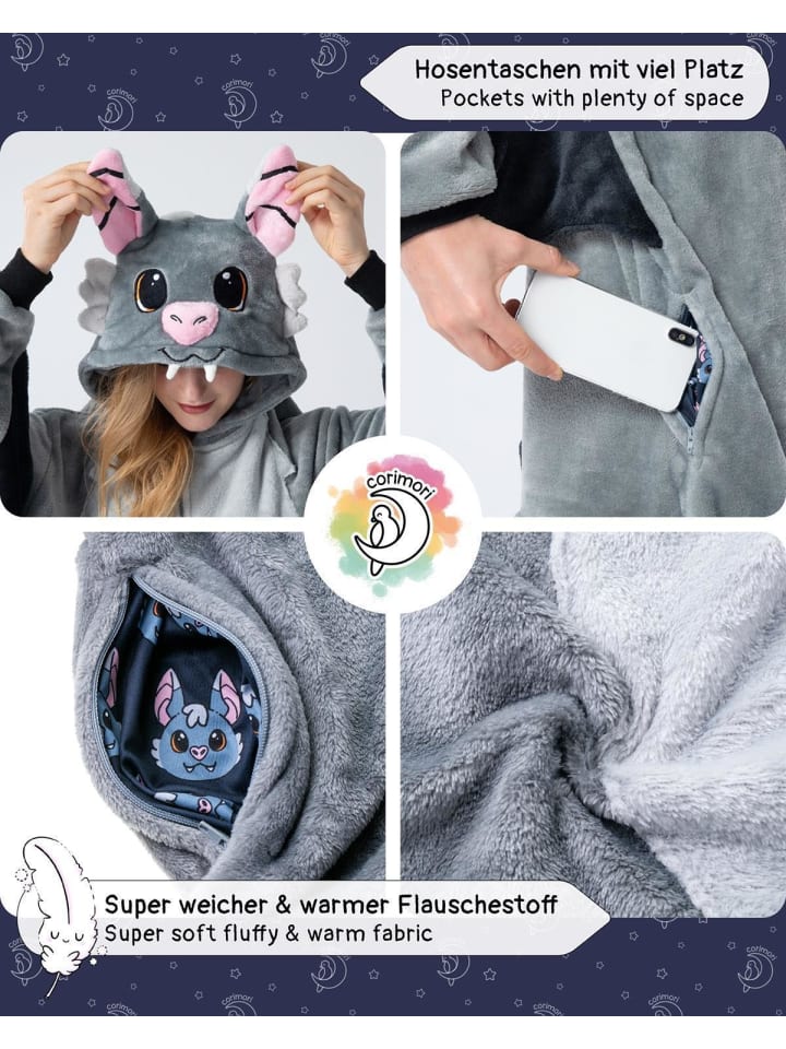 Corimori Fledermaus Kostüm Fasching in Anthrazit günstig kaufen