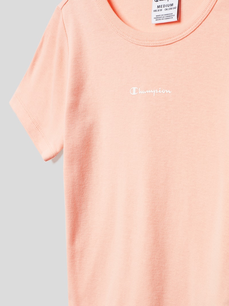 T-Shirt mit minimalistischem Label-Schriftzug in apricot