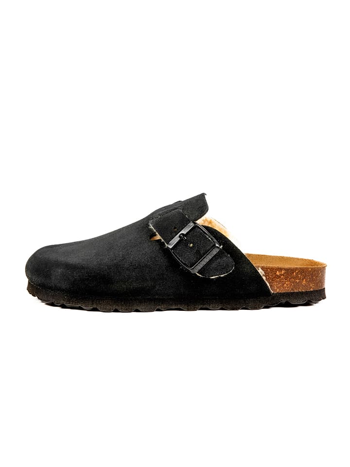 billowy Leder-Clogs in Schwarz günstig kaufen