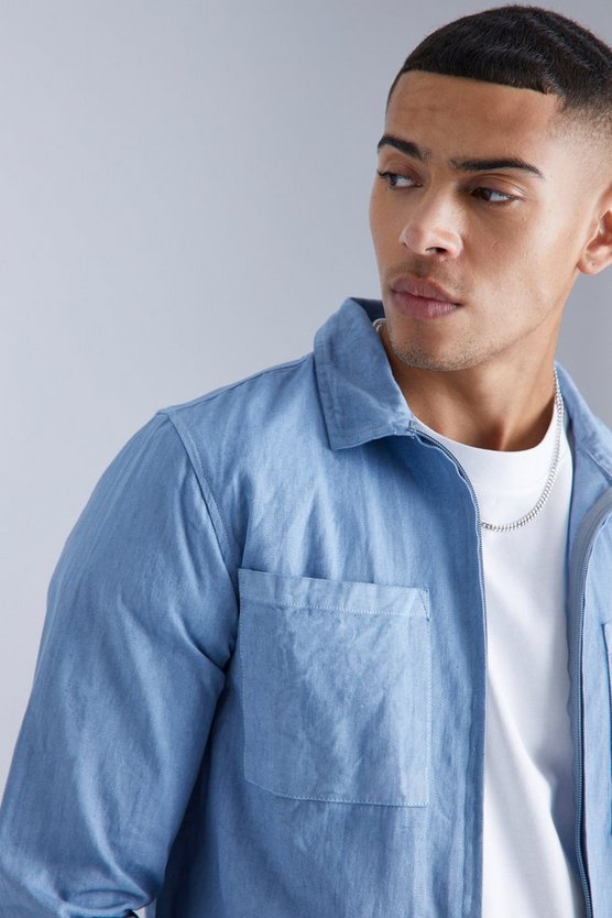 Oversize Overshirt mit Reißverschluss und Tasche