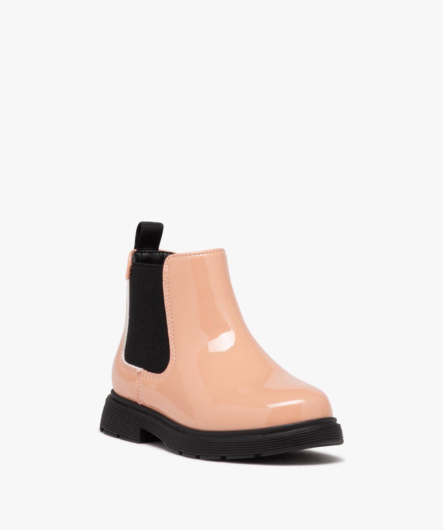 Bottes fille Chelsea vernies à zip rose | GEMO