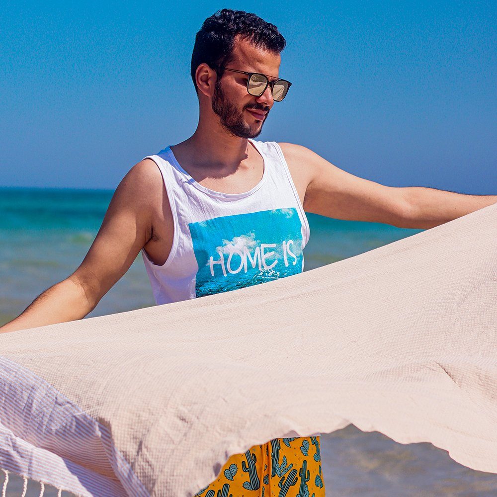 SOLTAKO Strandtuch Santorini, (2-St), Extrem leicht, Trocknet schnell,saugfähig. Hamamtuch, Strandhandtuch