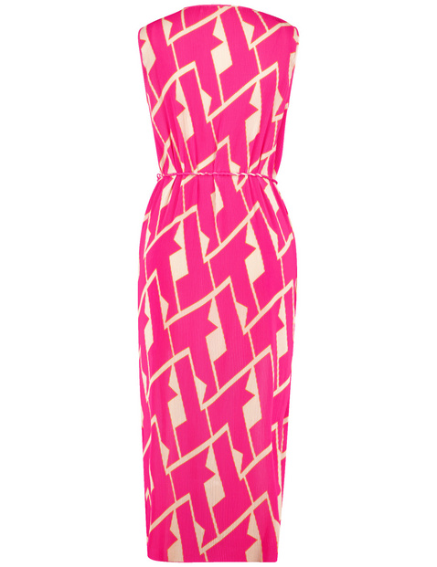 Gemustertes Plisseekleid mit Taillenband