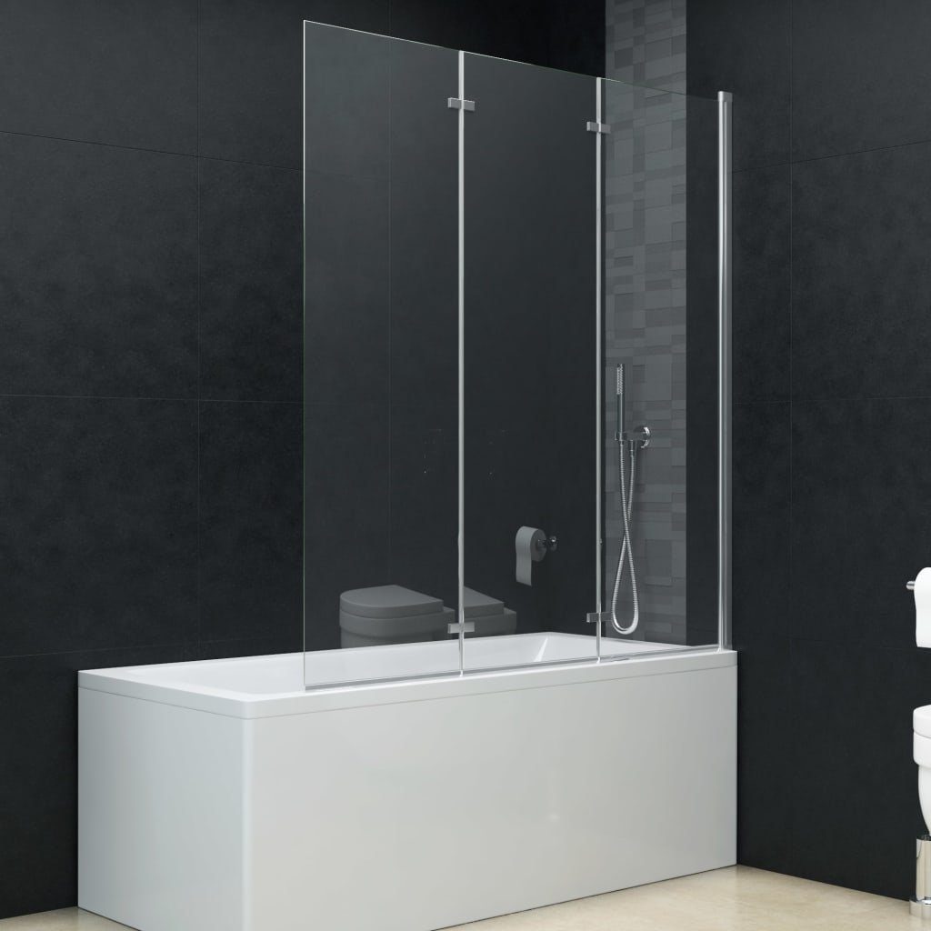 DOTMALL Badewannenfaltwand Einscheibensicherheitsglas, (3 tlg), Spritzschutzwand für Badewanne