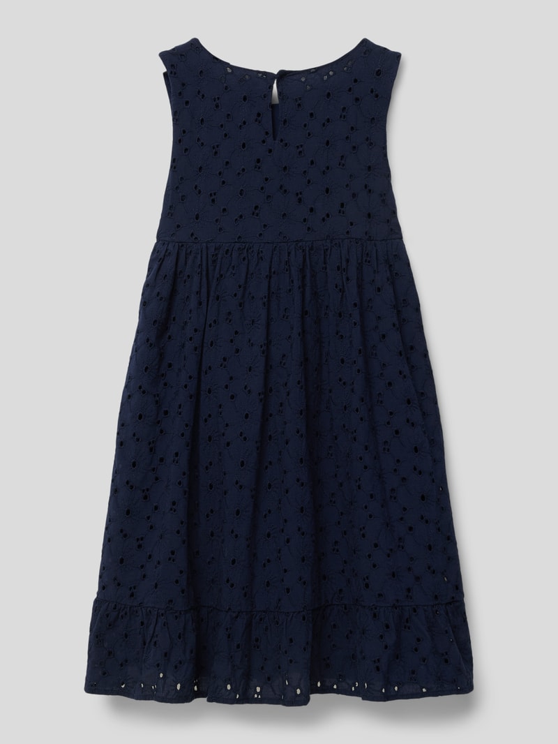Kleid mit Lochstickerei in marineblau