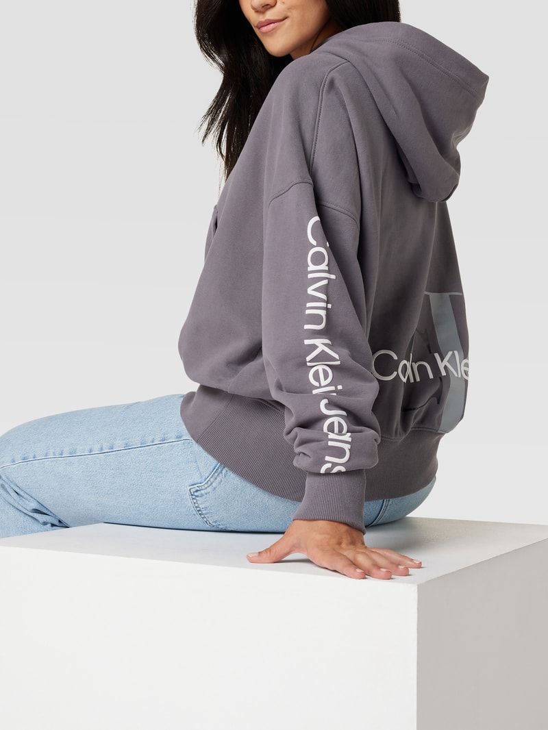 PLUS SIZE Hoodie mit Logo in mittelgrau