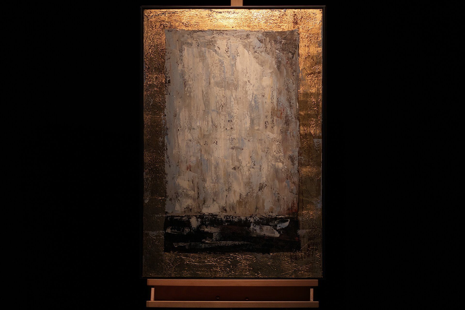 KUNSTLOFT Gemälde Goldene Aura 60x90 cm, Leinwandbild 100% HANDGEMALT Wandbild Wohnzimmer