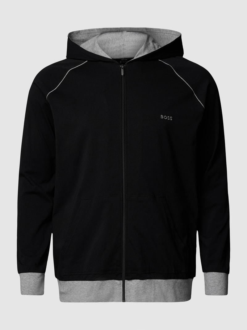 PLUS SIZE Sweatjacke mit kontrastiven Details in schwarz