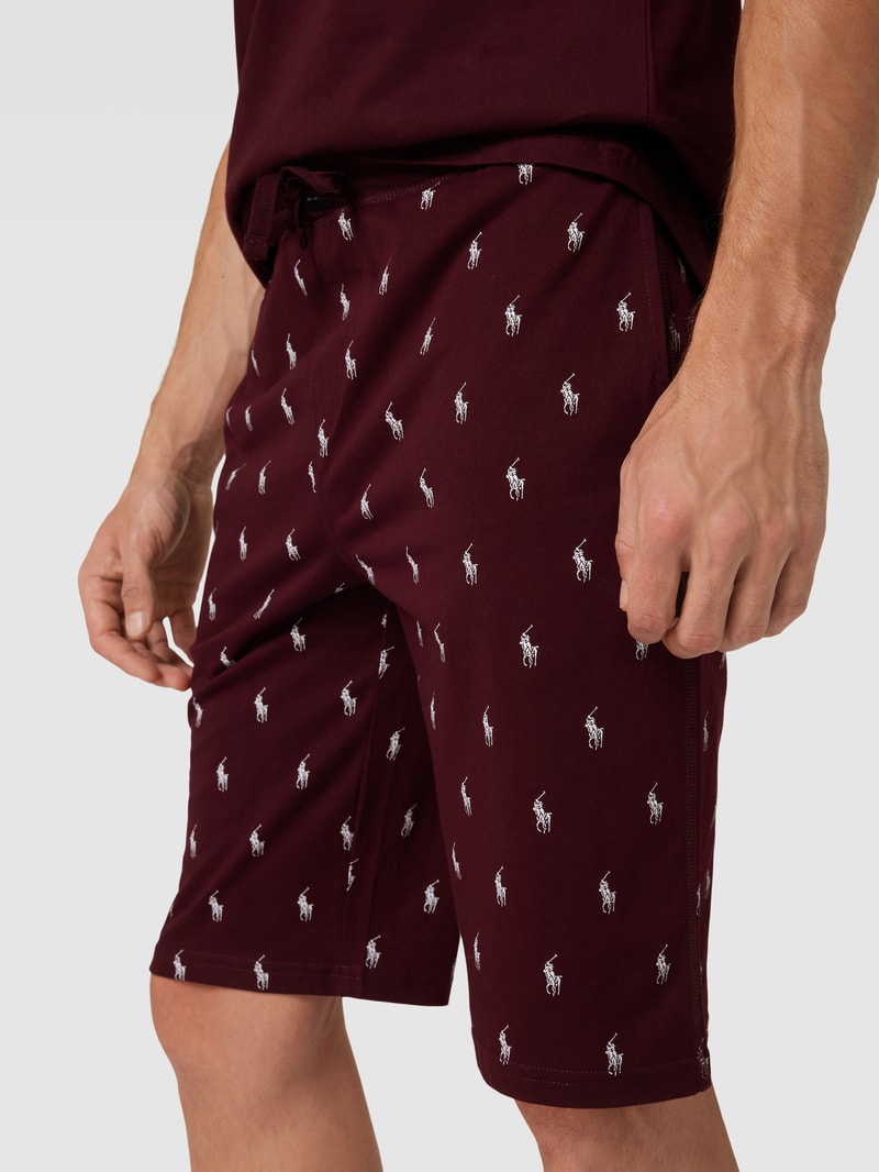 Slim Fit Sweatshorts mit Allover-Print Modell 'LIQUID in bordeaux rot