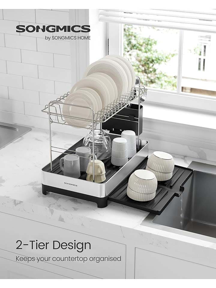Songmics Abtropfgestell in Silber/ Schwarz - (B)41,5 x (H)26 x (T)18 cm günstig kaufen onesize