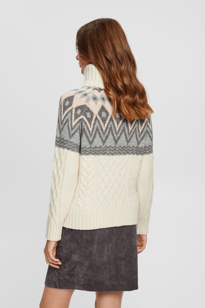 Rollkragenpullover aus Jacquard-Strick mit Wolle