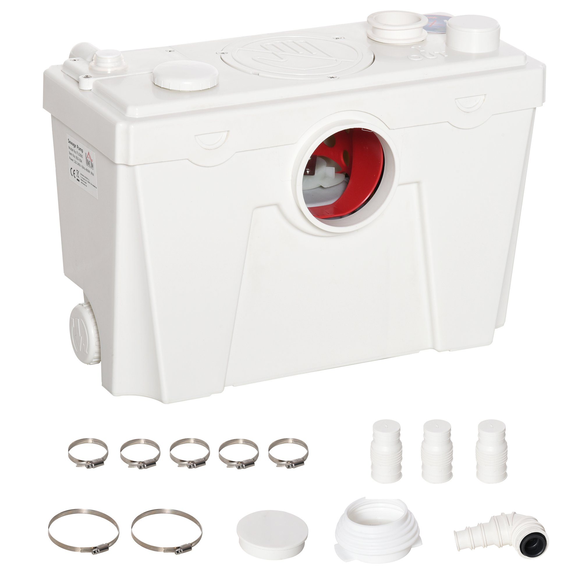 HOMCOM Hebeanlage (Set, 1-tlg., Fäkalienpumpe), Abwasserpumpe 500W Haushaltspumpe für WC Dusche