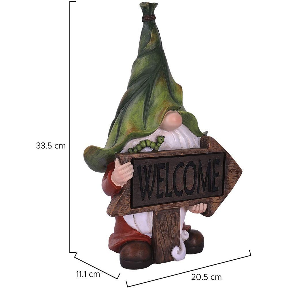 GelldG Gartenfigur Gartenzwerg mit Solarlicht, Wetterfeste Gartenfiguren