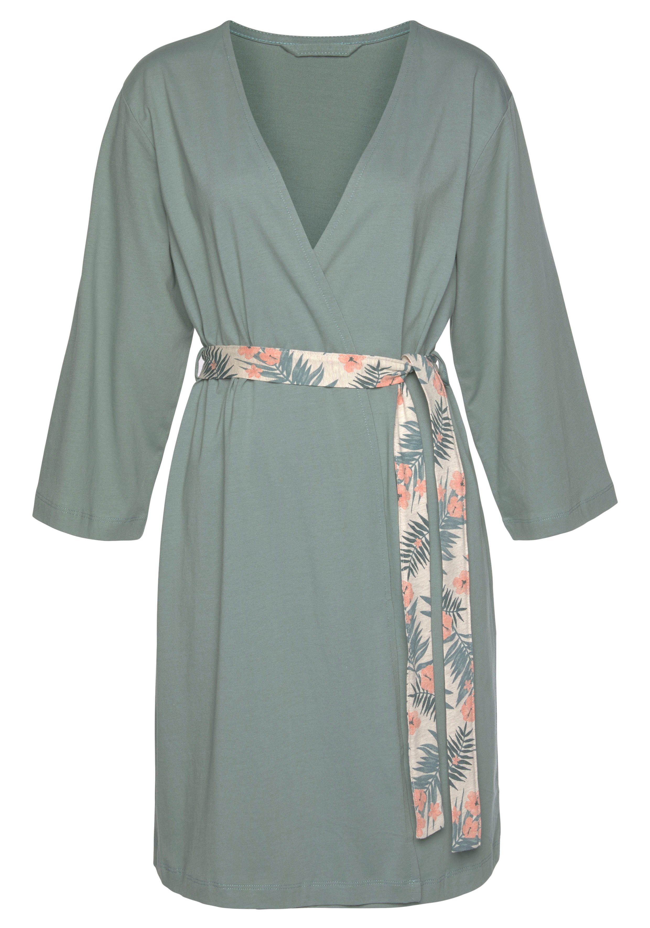 LASCANA Kimono, Kurzform, Baumwolle, Gürtel, in uni und Allover-Druck