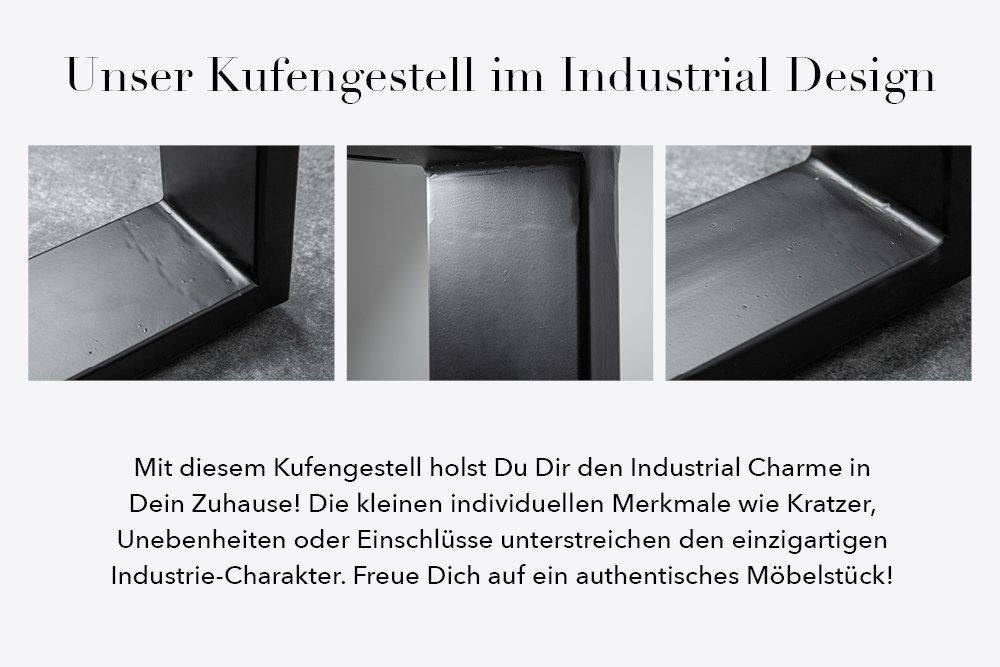 riess-ambiente Baumkantentisch GENESIS 180cm natur / grau (Einzelartikel, 1-St), Massivholz · Metall · Kufen-Gestell· 3,5cm Platte · Akazie · geölt