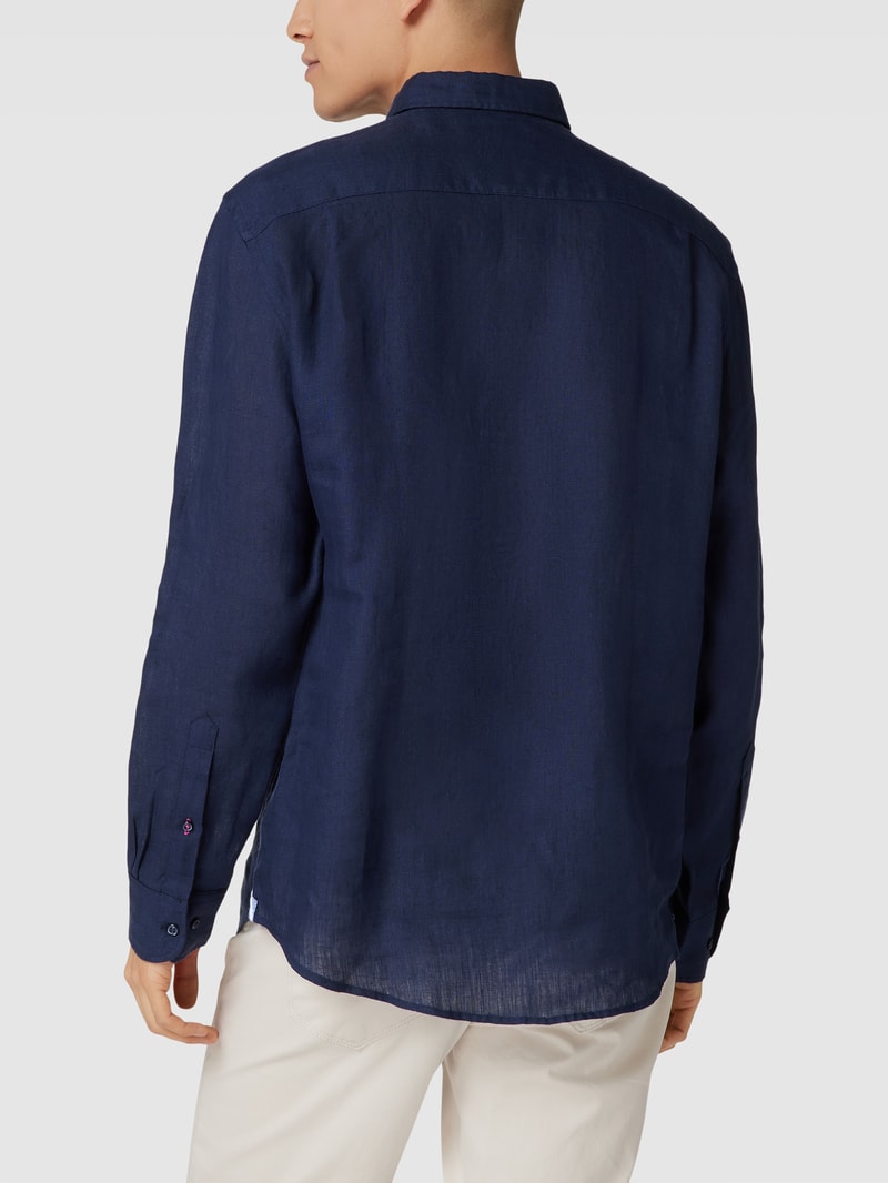 Freizeithemd mit Button-Down-Kragen in dunkelblau