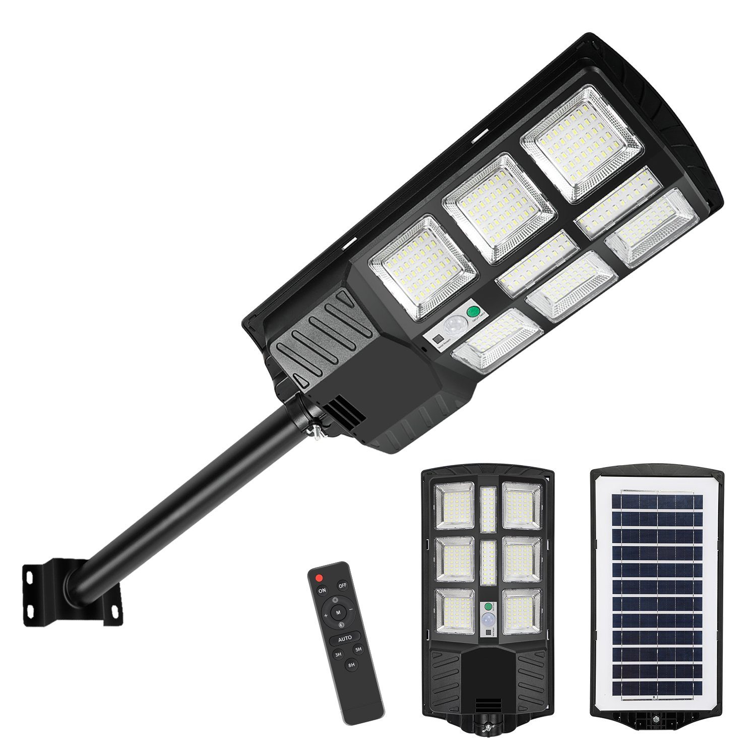 Yakimz LED Solarleuchte Straßenlaterne Solar Straßenlampe LED Strahler mit Bewegungsmelder