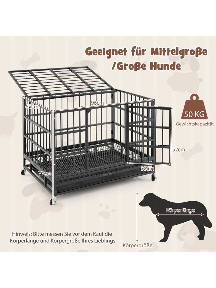 COSTWAY Hundekäfig faltbar 96x65x77cm in Schwarz günstig kaufen onesize